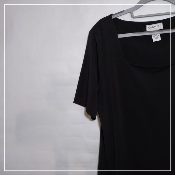 Carmen Marc Valvo Blouse Xl Liquid Jersey Stretchy Casual Preppy Minimalist - Picture 2 of 9